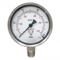 Stainless steel low pressure gauge